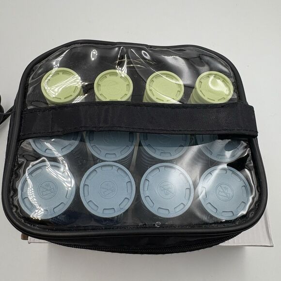 Conair Hot Rollers Compact Travel w/Case Clips Instant Heat Blue Green Tested - Picture 3 of 5